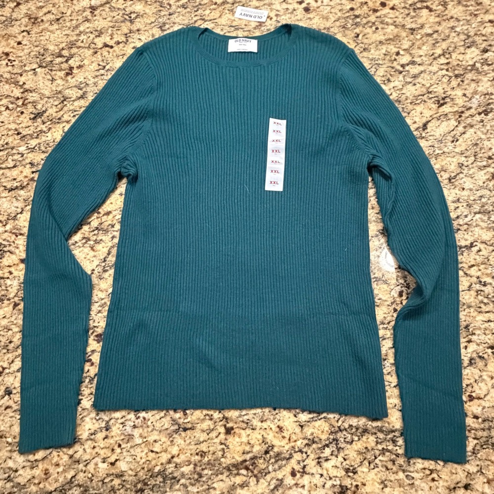 NEW Old Navy SoSoft Lite Ribbed Crew‎ Neck Sweater Teal Green XXL Tall